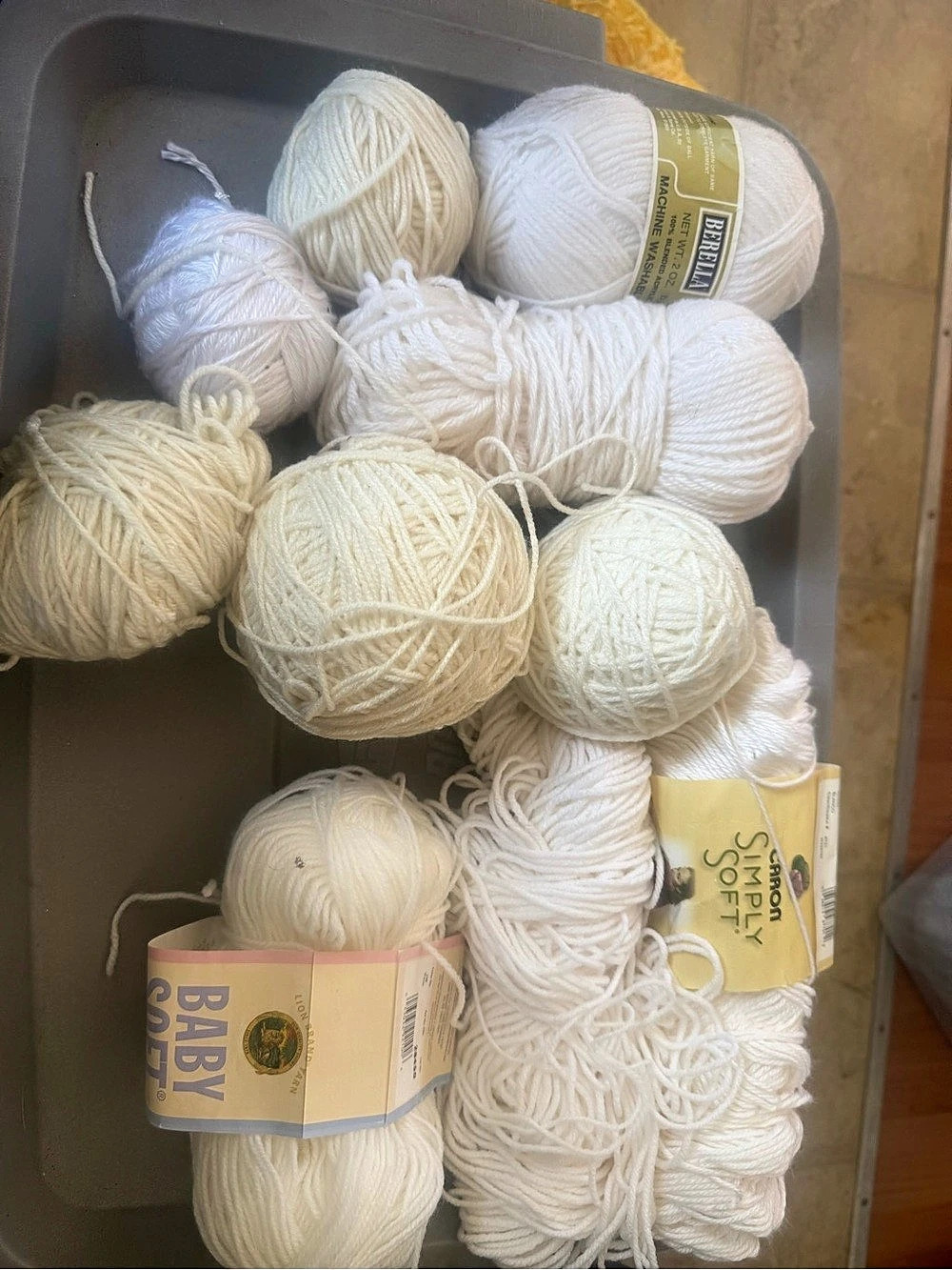 Lion Brand Baby Soft / Simply Soft / Berella Yarn Assortment White & Cream NWT
